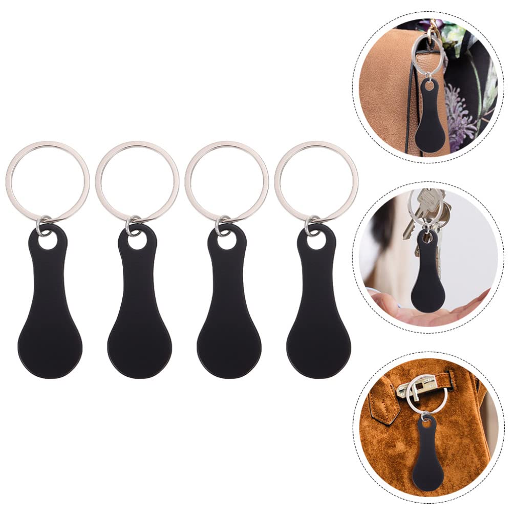 Toyvian 4Pcs Stainless Steel Key Rings for Shopping Cart - Shopping Cart Coin