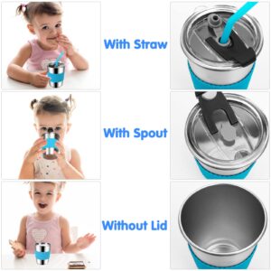 EWSNmata Kids Cups with Straws Spill Proof, Stainless Steel Sippy Cups with Lids, 12oz Toddlers Straws Tumbler, 6 Pack Unbreakable Water Glasses for Children, Adults, Outdoor, Indoor