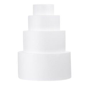 artificial cake round foam cake dummy set:4pcs tall fake wedding cake diy foam cake modelling party decoration for display, arts and crafts (6, 8, 10, 12 inches) cake decorating stand
