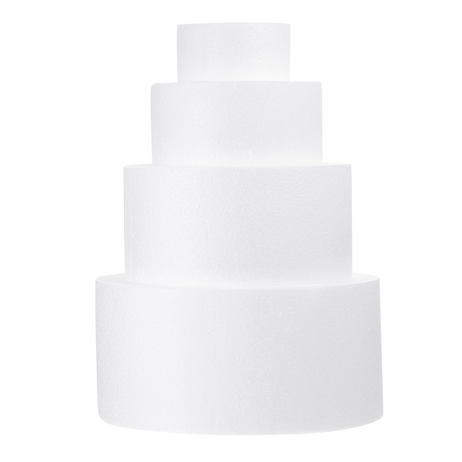 Artificial Cake Round Foam Cake Dummy Set:4pcs Tall Fake Wedding Cake DIY Foam Cake Modelling Party Decoration for Display, Arts and Crafts (6, 8, 10, 12 Inches) Cake Decorating Stand