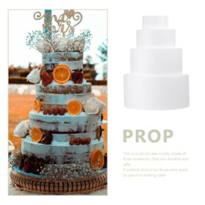 Artificial Cake Round Foam Cake Dummy Set:4pcs Tall Fake Wedding Cake DIY Foam Cake Modelling Party Decoration for Display, Arts and Crafts (6, 8, 10, 12 Inches) Cake Decorating Stand