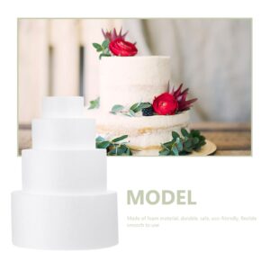 Artificial Cake Round Foam Cake Dummy Set:4pcs Tall Fake Wedding Cake DIY Foam Cake Modelling Party Decoration for Display, Arts and Crafts (6, 8, 10, 12 Inches) Cake Decorating Stand