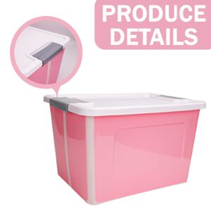 56 Quart Plastic Storage Bins Waterproof Utility Tote Organizing Container Box with Buckle Down Lid Collapsible Clear Plastic Storage Box for Toys Clothes and Bedding, 1 pack Pink