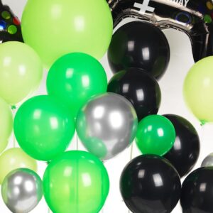 Video game Balloon garland kit 135pcs Green and Black Silver Controller balloon arch Gamer night Decorations For boy birthday party supplies