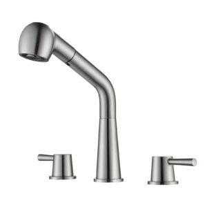 rulia kitchen faucet, 2 handles kitchen sink faucet, 3 holes sink faucet, pull out kitchen faucets, bar kitchen faucet, brushed nickel, stainless steel, rb1060