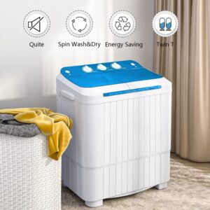 Portable Washing Machine Twin Tub 16.5lbs Laundry Machine Small Compact Washer and Dryer Combo for Household Use Camping RV’s Apartments Dorms Rooms