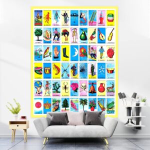 QYIMLI 5 x 7ft Loteria Cards Backdrop Mexico Party Theme Decorations Mexican Bingo Party Supplies Photography Banner