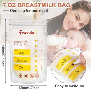 400 Count Breastmilk Storage Bags 7 oz Breast Milk Storage Bag Leak Proof Double Zipper Seal Breast Milk Storing Bags Self Standing Milk Storage Bags for Breastfeeding Refrigerator or Freezer