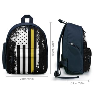 Vintage 911 Dispatcher Thin Gold Line Flag Unisex Backpack Lightweight Laptop Shoulder Bag Causal Daypack Outdoor Bags