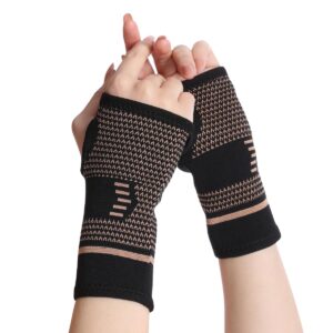 kephtelan wrist brace for carpal tunnel relief night support,wrist compression sleeve (pair)-wrist brace right left hand for working out, tendonitis, women men (medium, cooper)