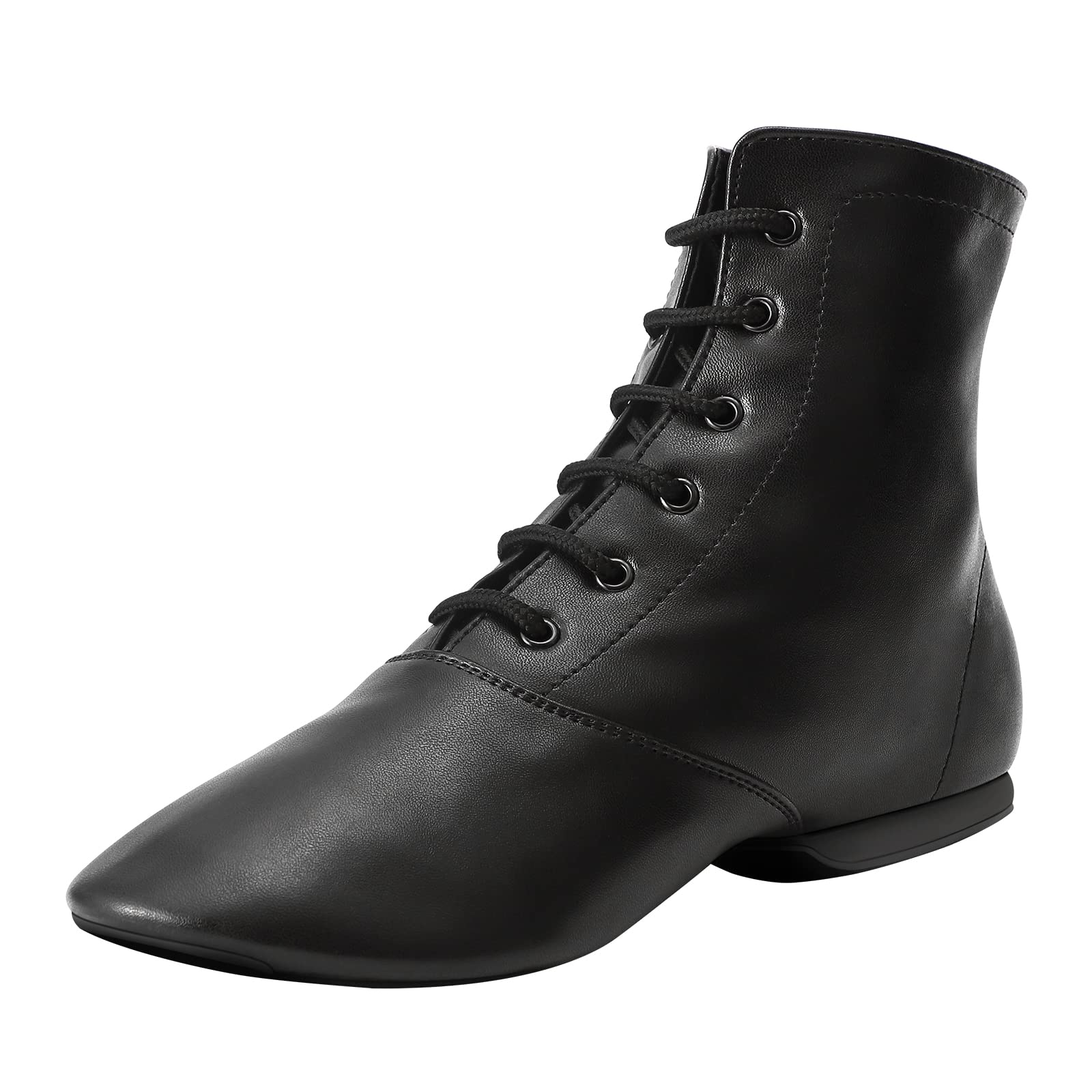 Jazz dance boots Split Sole for Women and Men's Leather Dancing shoes, Black (8W / 7M)