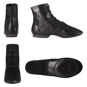 Jazz dance boots Split Sole for Women and Men's Leather Dancing shoes, Black (8W / 7M)