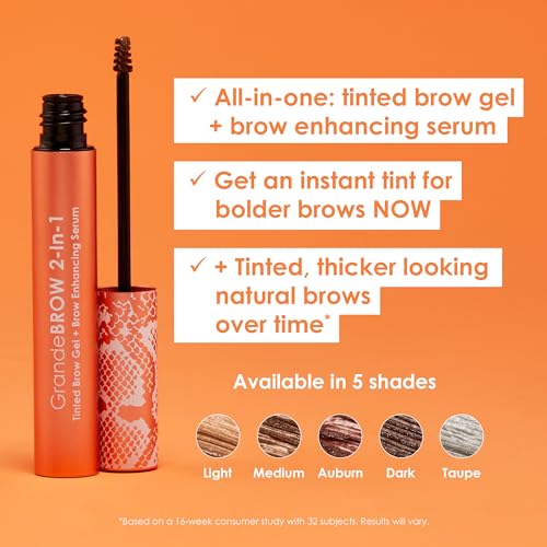 Grande Cosmetics GrandeBROW 2-in-1 Tinted Brow Gel + Brow Enhancing Serum, Medium