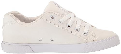 DC Women's Chelsea TX Skate Shoe, White/Silver, 8