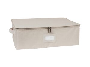 covermates keepsakes - zip-top storage box - heavy duty polyester- reinforced handles - stackable design - indoor storage-beige heather