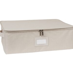 Covermates Keepsakes - Zip-Top Storage Box - Heavy Duty Polyester- Reinforced Handles - Stackable Design - Indoor Storage-Beige Heather