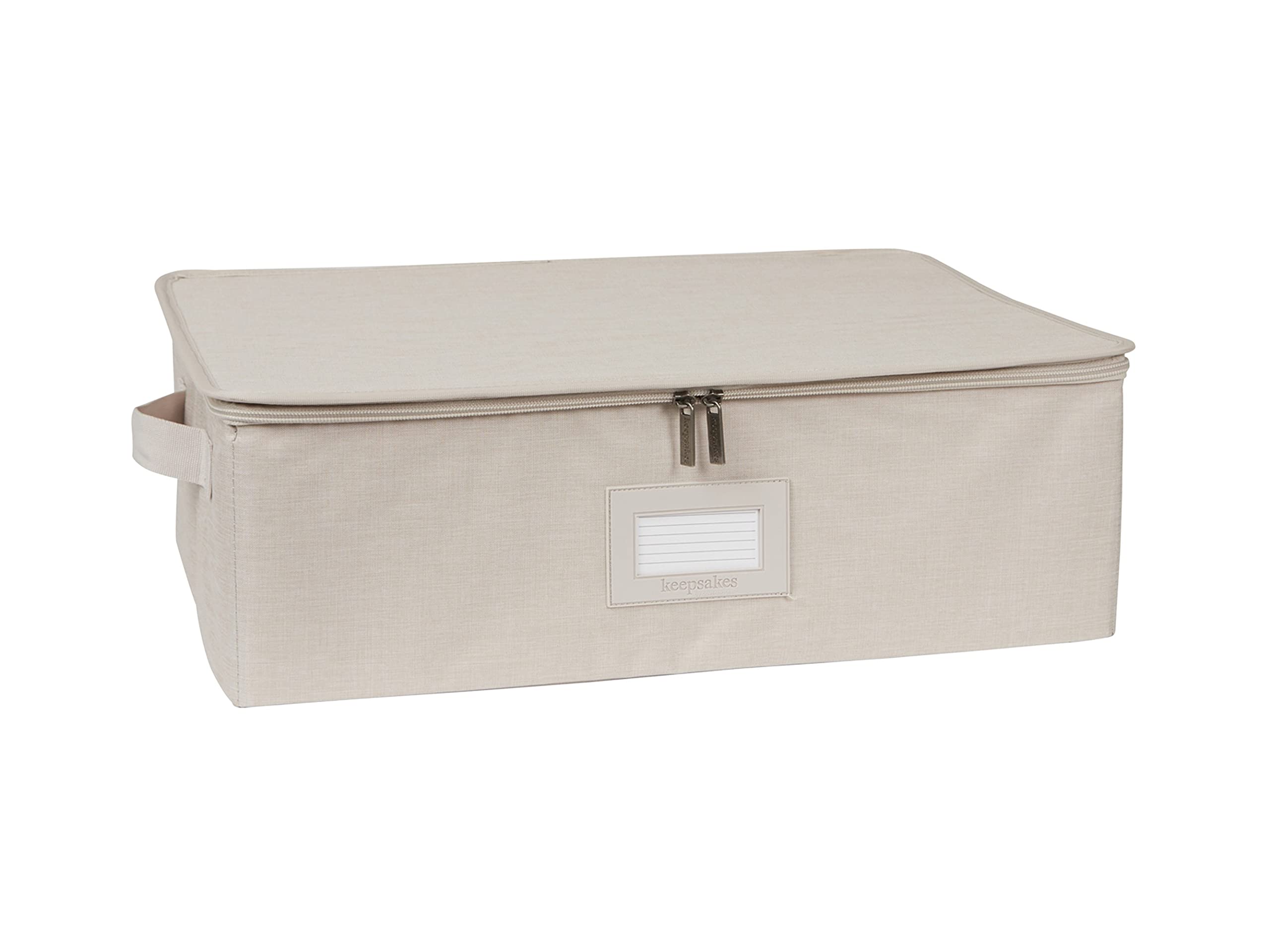 Covermates Keepsakes - Zip-Top Storage Box - Heavy Duty Polyester- Reinforced Handles - Stackable Design - Indoor Storage-Beige Heather