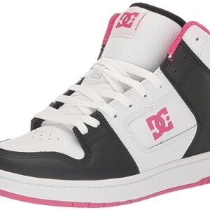 DC Women's Manteca 4 High Top Skate Shoe, Black/White/Pink, 7.5