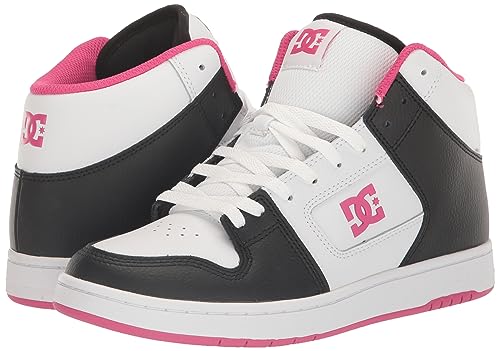 DC Women's Manteca 4 High Top Skate Shoe, Black/White/Pink, 7.5