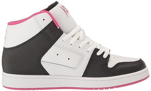 DC Women's Manteca 4 High Top Skate Shoe, Black/White/Pink, 7.5