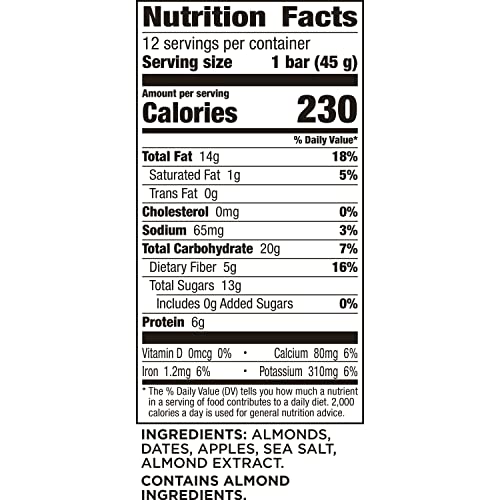 Larabar Almond Cookie, Gluten Free Vegan Fruit & Nut Bars, 1.6 oz, 12 ct