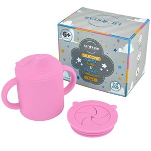 LIL' STAR Silicone Sippy Cup and Snack Cup 2-in-1 | 5oz Sippy Cups for Baby 6+ Months | Spill Proof Sippy Cups for Toddlers | Soft Silicone Baby Training Cup with Handles | BPA Free