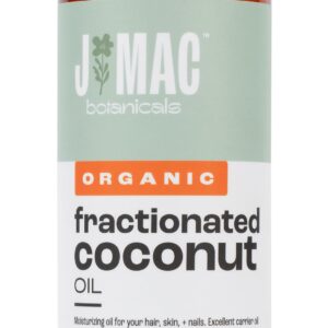 J MAC BOTANICALS, Organic Fractionated Coconut Oil (16 Oz.) Carrier oil for diluting essential oils, leave in conditioner for dry damaged hair, skin, massage