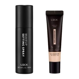 l.o.c.k. bb boundation #1 fair beige + makeup setting finish spray long lasting makeup
