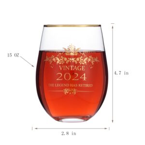 wufengye 2024 Retirement Gifts for Woman Man The Legend Has Retired Funny Retiring Gifts for Women Men Coworker Teacher Nurse Female Friends Mom Grandma 15 Ounce Wine Glasses Water Tumbler Juice Cup