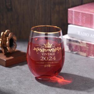 wufengye 2024 Retirement Gifts for Woman Man The Legend Has Retired Funny Retiring Gifts for Women Men Coworker Teacher Nurse Female Friends Mom Grandma 15 Ounce Wine Glasses Water Tumbler Juice Cup