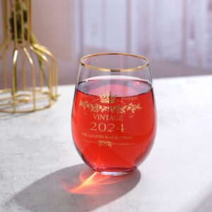 wufengye 2024 Retirement Gifts for Woman Man The Legend Has Retired Funny Retiring Gifts for Women Men Coworker Teacher Nurse Female Friends Mom Grandma 15 Ounce Wine Glasses Water Tumbler Juice Cup