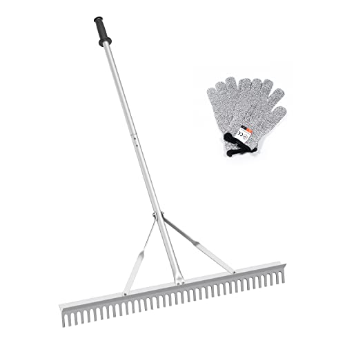 Landscape Rake 36 Inch Head, Leaf Rakes for Lawns with 67 Inch Handle,Aluminum Yard Rake Tool for Loosening Soil, Landscaping Lawn Care , Lake Garden Pond and Beach Care.