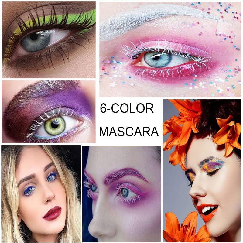 Easilydays Colored Waterproof Mascara for Eyelashes, Colorful Mascara Long Lasting Thick Mascara Rainbow Color Fiber Charming Mascara Makeup, Cosplay Brown White Black Pink Purple Blue Eye Lashes Party Stage Use (#05 Brown)