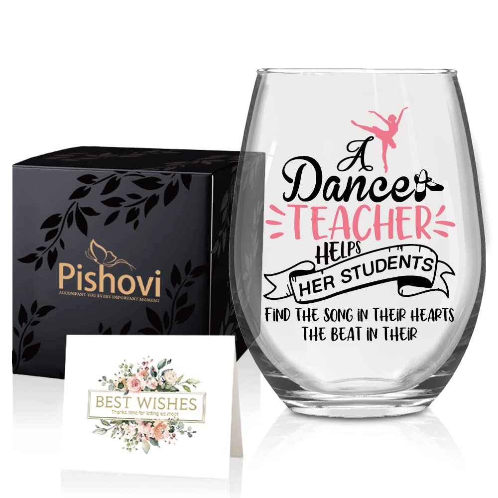 Pishovi Dance Teacher Wine Glass with Gift Box, Funny Dance Teacher Gifts for Instructor Women Wife Mom Sister, Birthday Gifts for Dance Teacher, Creative Gifts for Dancers