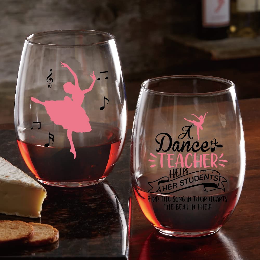 Pishovi Dance Teacher Wine Glass with Gift Box, Funny Dance Teacher Gifts for Instructor Women Wife Mom Sister, Birthday Gifts for Dance Teacher, Creative Gifts for Dancers