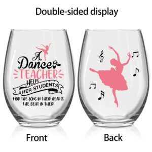 Pishovi Dance Teacher Wine Glass with Gift Box, Funny Dance Teacher Gifts for Instructor Women Wife Mom Sister, Birthday Gifts for Dance Teacher, Creative Gifts for Dancers