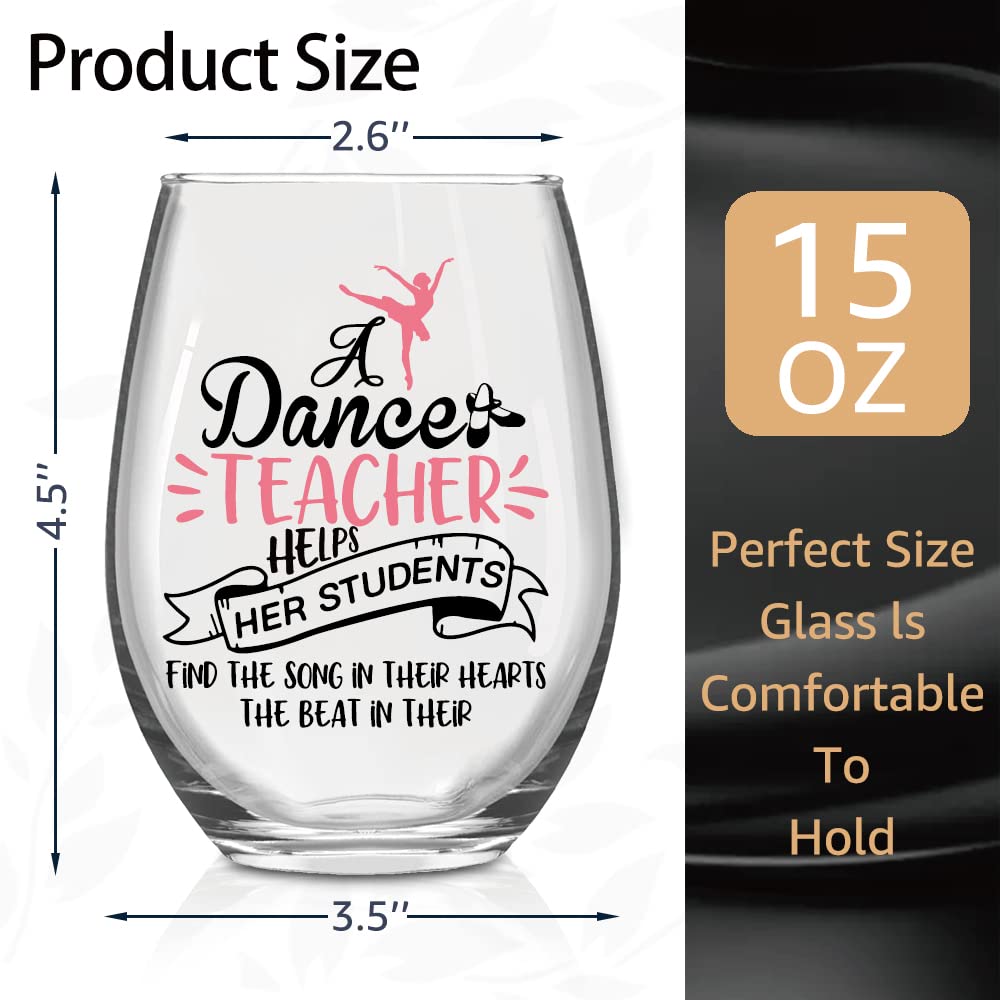 Pishovi Dance Teacher Wine Glass with Gift Box, Funny Dance Teacher Gifts for Instructor Women Wife Mom Sister, Birthday Gifts for Dance Teacher, Creative Gifts for Dancers