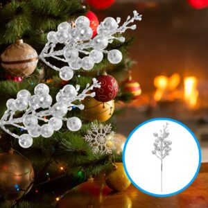 Alipis 10pcs Christmas Imitation Berries Xmas Ornaments Holly Berry Table Centerpiece Christmas Glitter Artificial Holly Berries Holiday Berry Stem Silver Vase Foam Outdoor Decorations