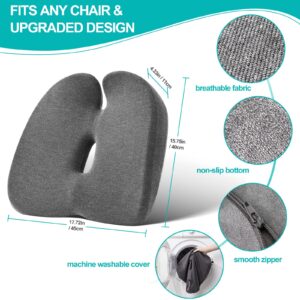 VIGBOAT Office Chair Cushion, Memory Foam Seat Cushion for Tailbone, Ergonomic Butt Cushion for Sciatica, Back Pain, Butt Pillow for Long Sitting, Chair Pad for Desk, Gaming