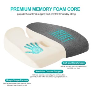 VIGBOAT Office Chair Cushion, Memory Foam Seat Cushion for Tailbone, Ergonomic Butt Cushion for Sciatica, Back Pain, Butt Pillow for Long Sitting, Chair Pad for Desk, Gaming