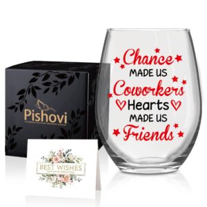 pishovi chance made us coworkers hearts made us friends wine glass with gift box, gift for colleagues leaving employee leaving farewell retirement boss,unique gifts for coworkers