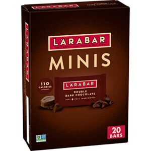 larabar double dark chocolate mini bars, gluten free vegan bars, 20 ct