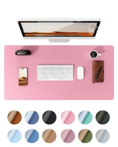 ysagi leather desk pad protector, office desk mat, large mouse pad, non-slip pu leather desk blotter, laptop desk pad, waterproof desk writing pad for office and home (pink, 35.4" x 17")