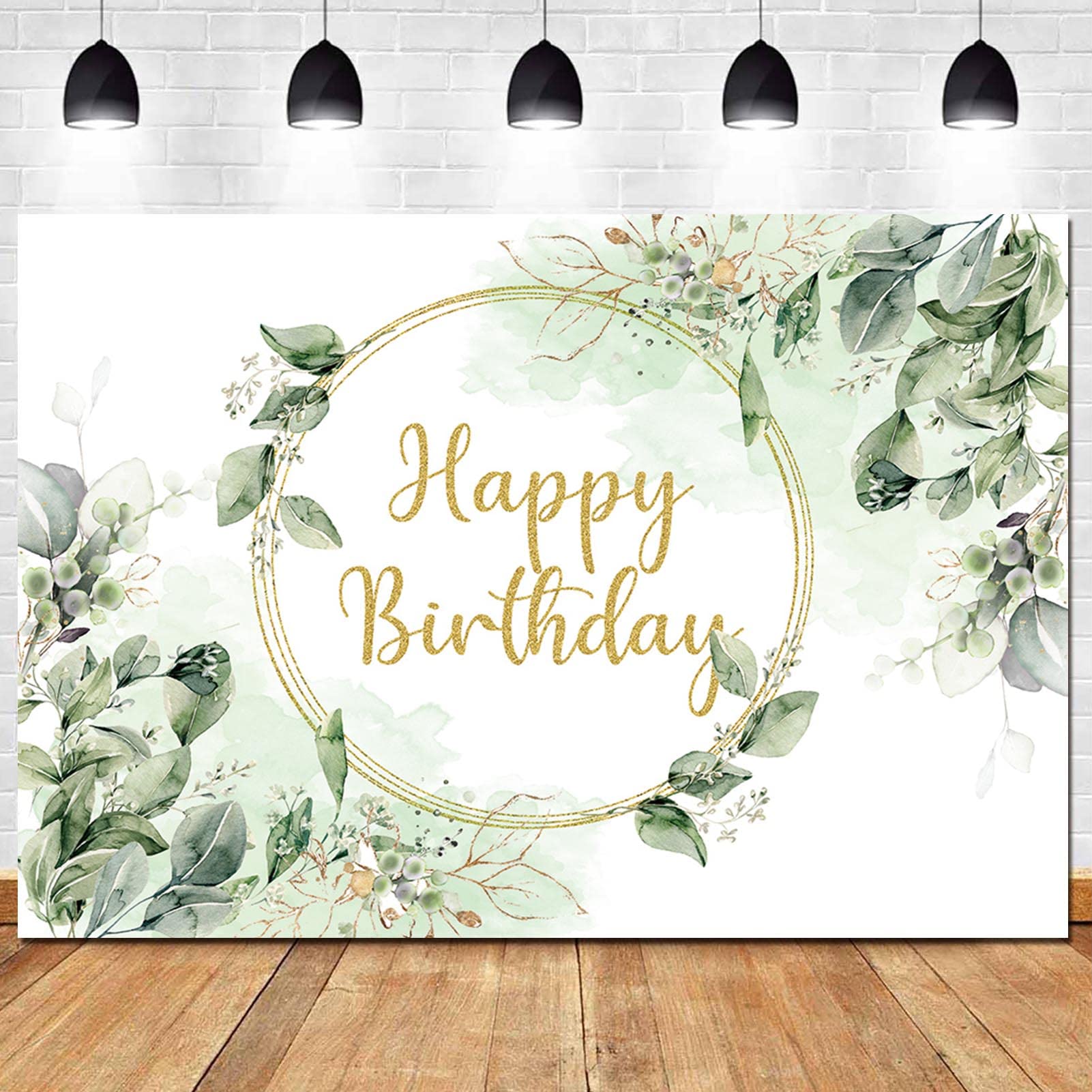 Greenery Succulent and Eucalyptus Leaves Photography Backdrop Bloom Eucalyptus Leaves Photo Background for Happy Birthday Party Decoration Cake Table Banner Supplies 5x3ft