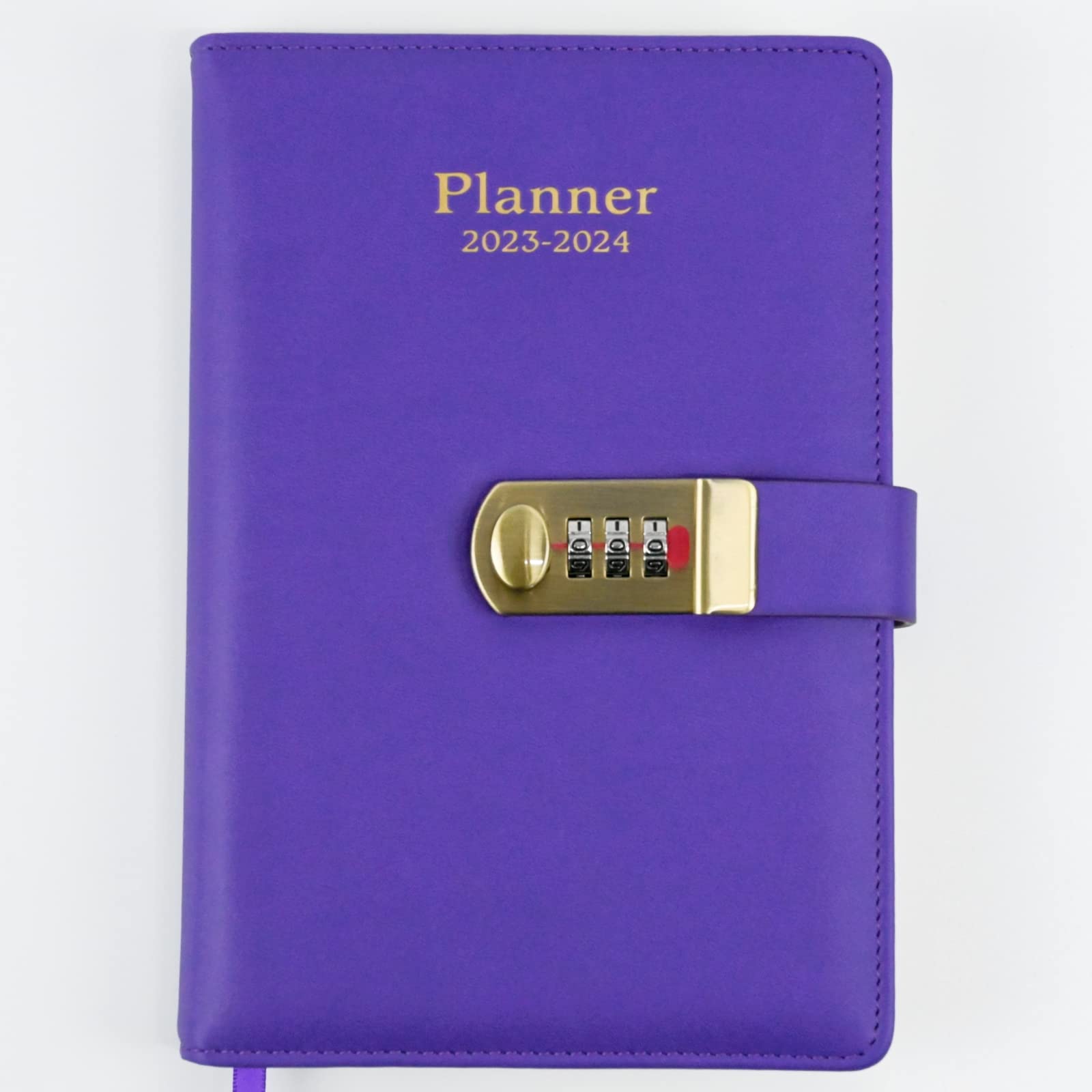 RHONZHAO 2023-2024 Weekly and Monthly Planner with Alphabetical Tabs and Lock. 5.8" x 8.2", 16 Months, Flexible Cover, Wirebound, Hardback edition (2023-2024, Purple)