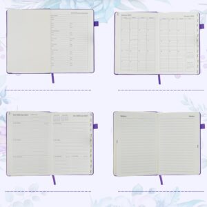 RHONZHAO 2023-2024 Weekly and Monthly Planner with Alphabetical Tabs and Lock. 5.8" x 8.2", 16 Months, Flexible Cover, Wirebound, Hardback edition (2023-2024, Purple)