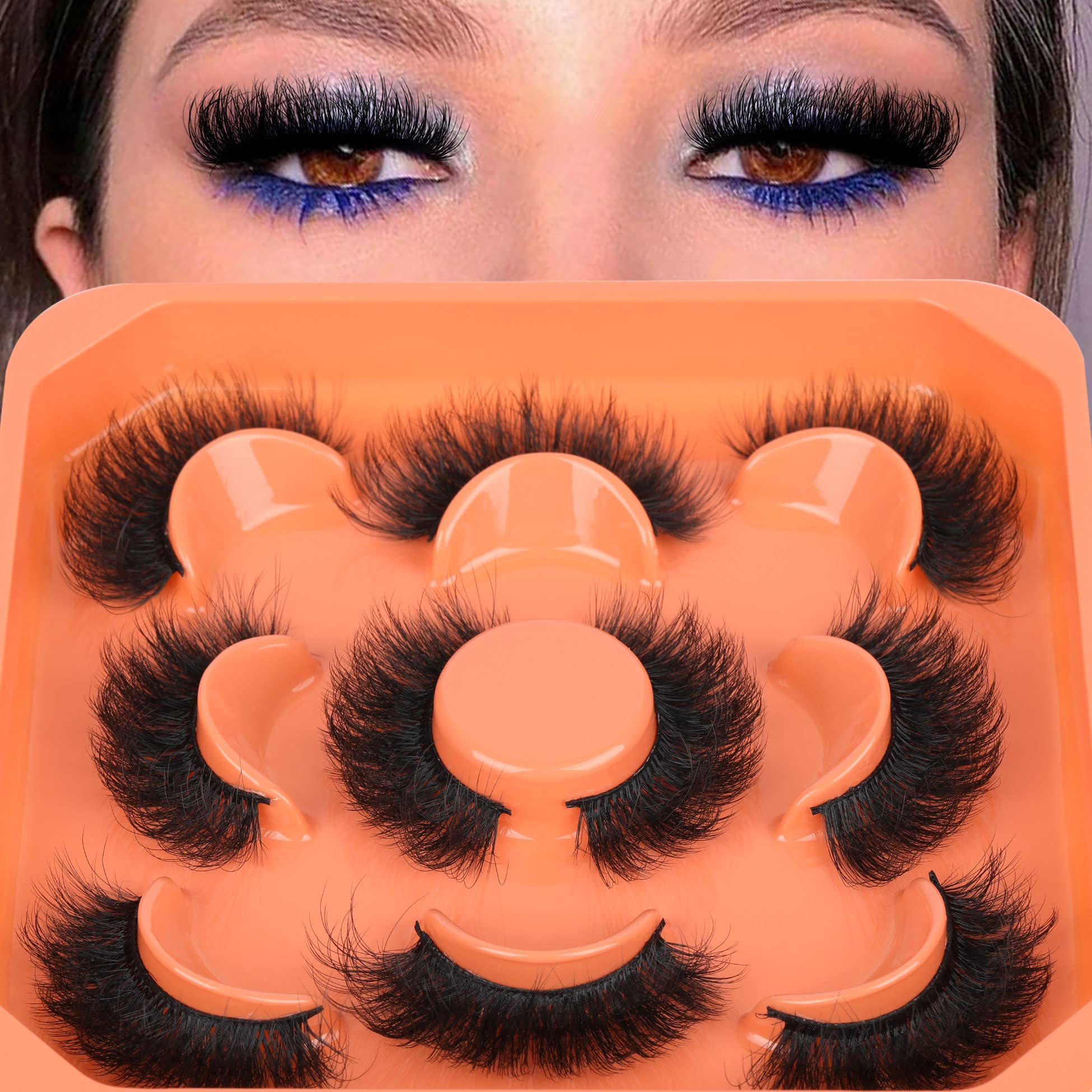 Mink Lashes Fluffy False Eyelashes 3D Full Volume 18mm Thick Fake Lashes Natural Look Like Eyelash Extensions 5 Pairs Lash by Winifred