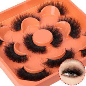 Mink Lashes Fluffy False Eyelashes 3D Full Volume 18mm Thick Fake Lashes Natural Look Like Eyelash Extensions 5 Pairs Lash by Winifred