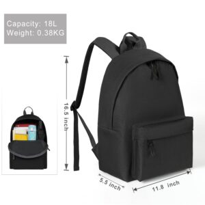 KDWAVE Classic Backpack for Women Men Lightweight Laptop Backpack Daypack Travel Bag with Adjustable Padded Shoulder Straps Black