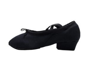 inupon womens canvas ballet dance shoes for teaching low heel black beginner ballroom shoes(8.5, black)